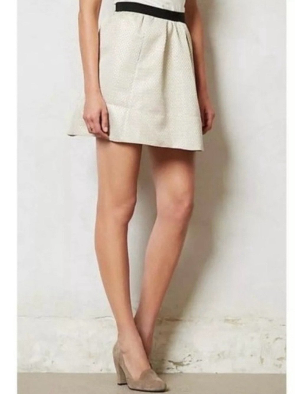 Ganni x Anthropologie Gold Metallic Brocade Cressida Skirt Medium